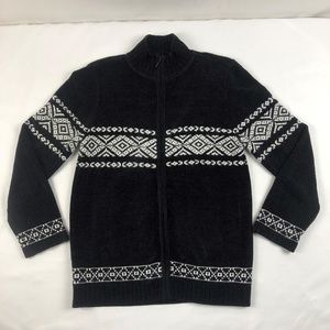 Denim & Co Black Zip Up Sweater Size S